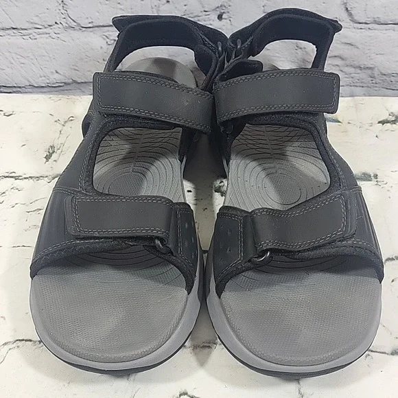 Clarks Mens Wave Walk Fishermans Sandals Size 10 Black Strap Hiking Walking - Picture 2 of 10